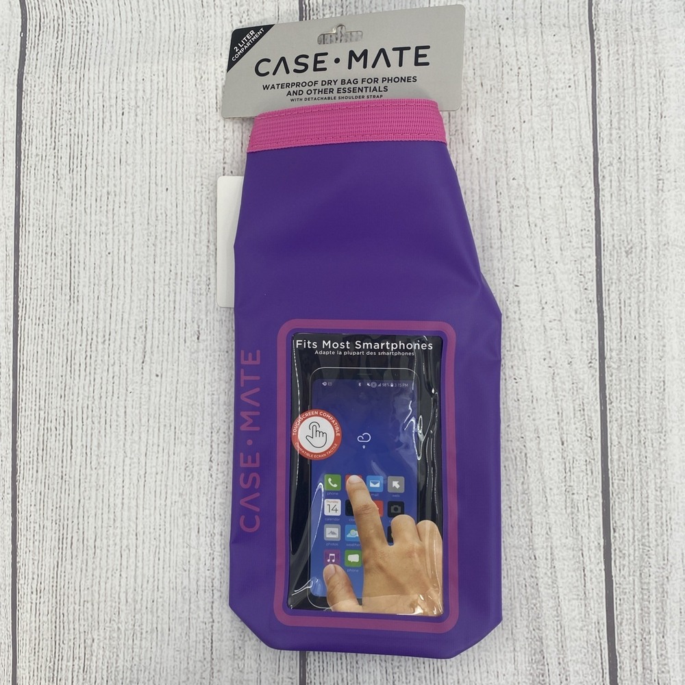 Case-Mate Dry Bag 2L Purple Pink Waterproof Built-in Phone Pouch Touchscreen